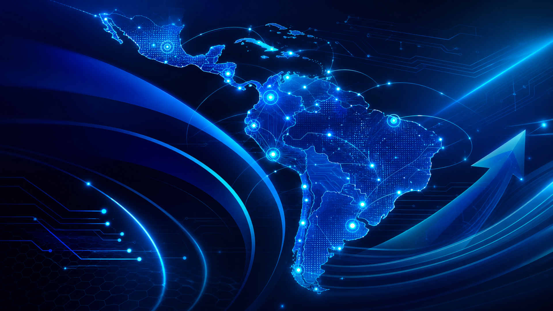 Mapa LATAM iGaming — nodos de operación conectados con Ecuador como base regional